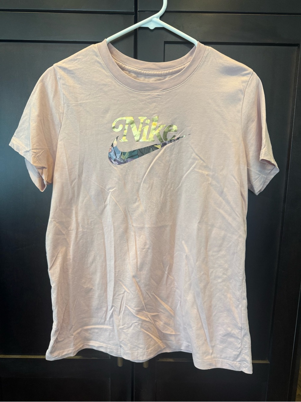 Nike Light Pink Floral Swoosh Tee